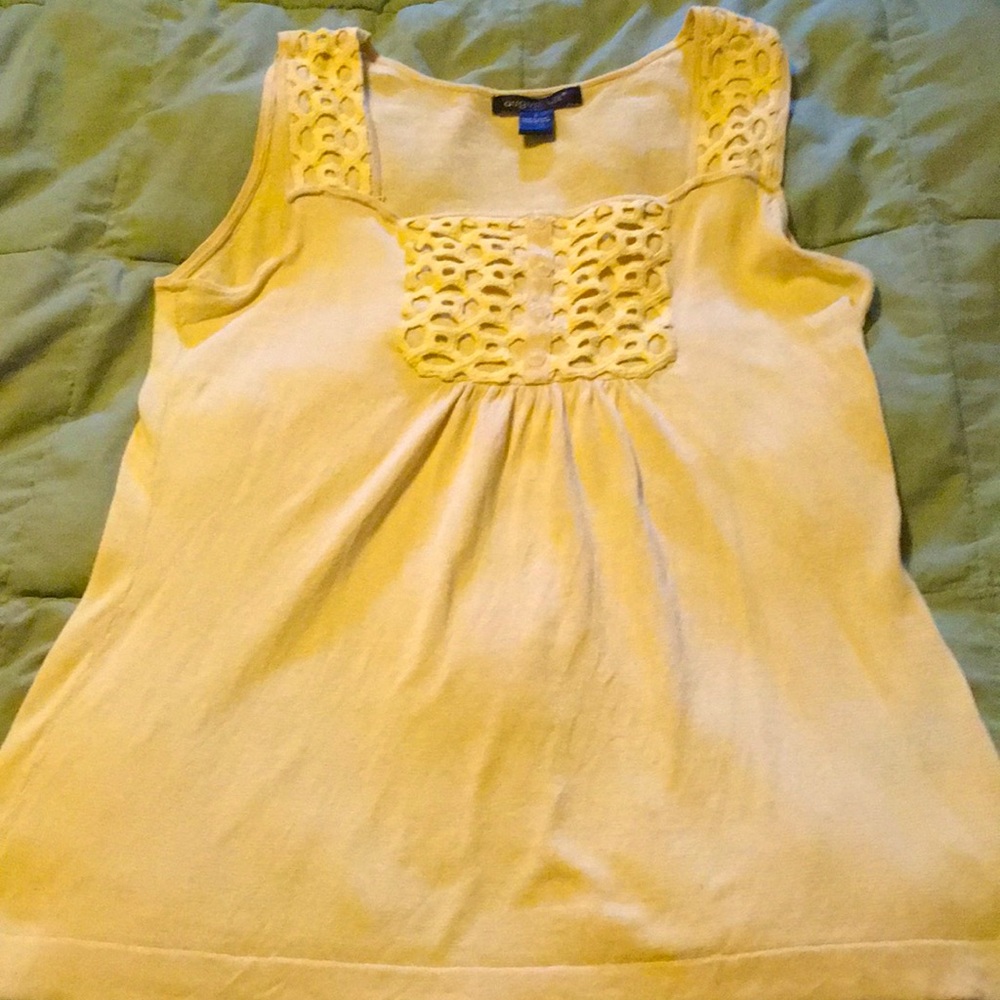 August Silk yellow sleeveless sz L shirt.